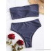 ZAFUL High Waisted Bandeau Bikini Set Blue Gray B07L9PFX25